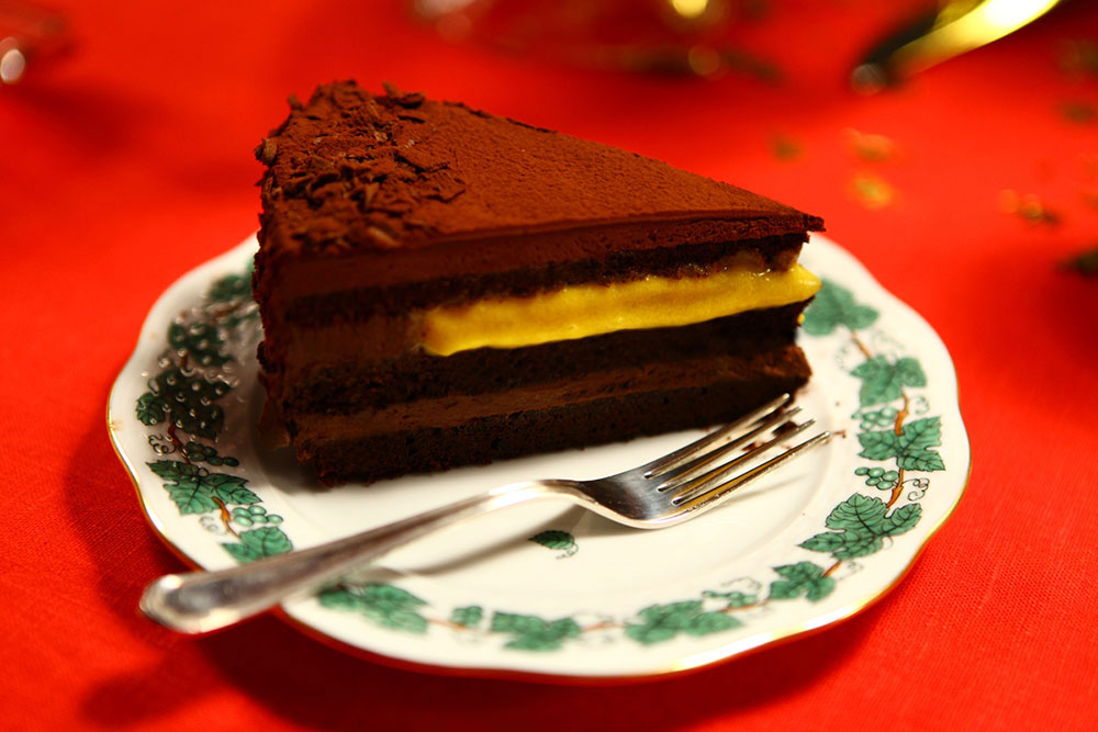 Passion Fruit, Mango and Chocolate Cake