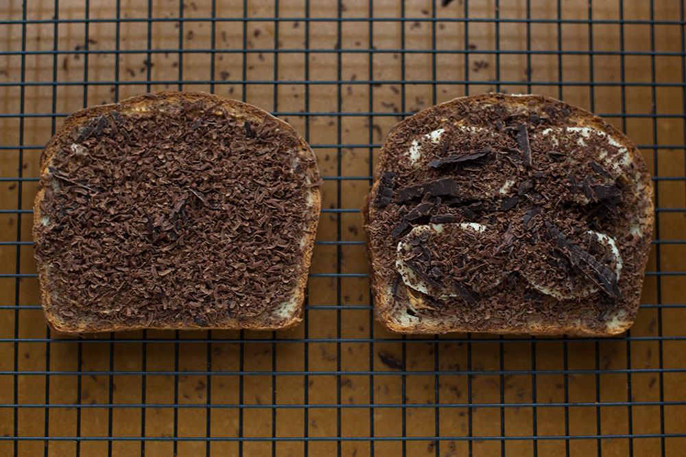 Peanut Butter, Banana and Chocolate Toast