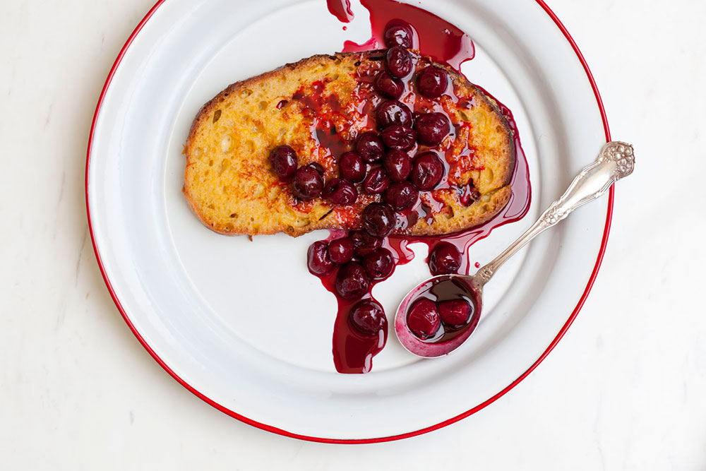 French Toast with Sour Cherries