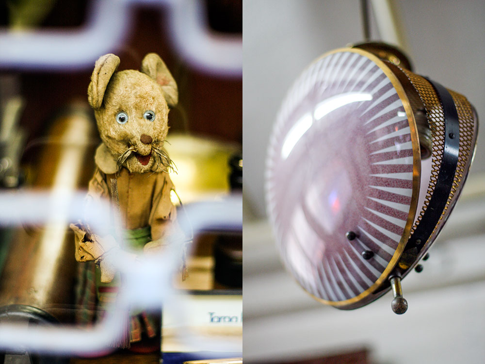 Plush antique toy and retro lamp