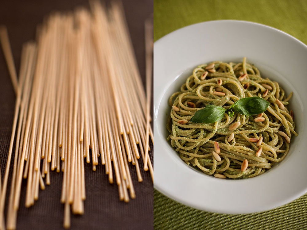 Whole Wheat Spaghetti with Almond Pesto Sauce 2