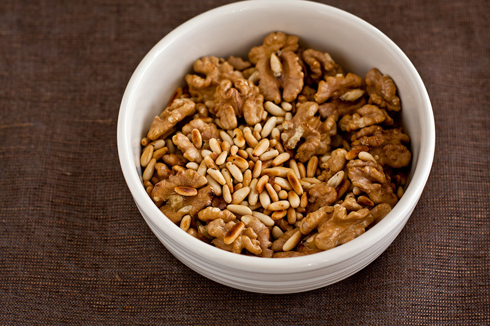 Pine nuts and walnuts