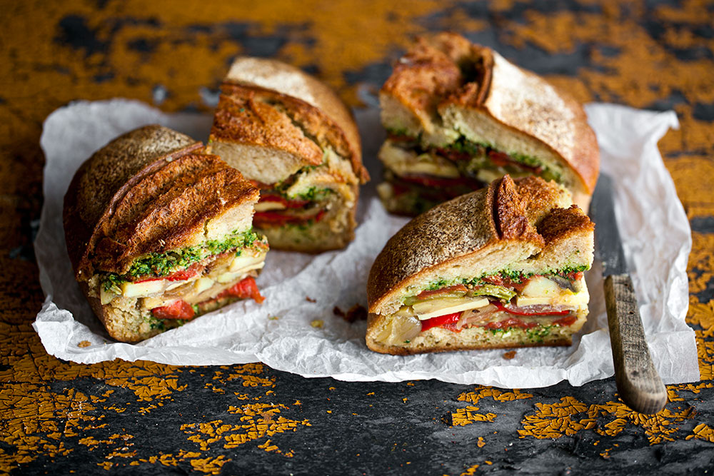 Tomato Confit, Pesto and Oven-Roasted Vegetable Sandwich 2
